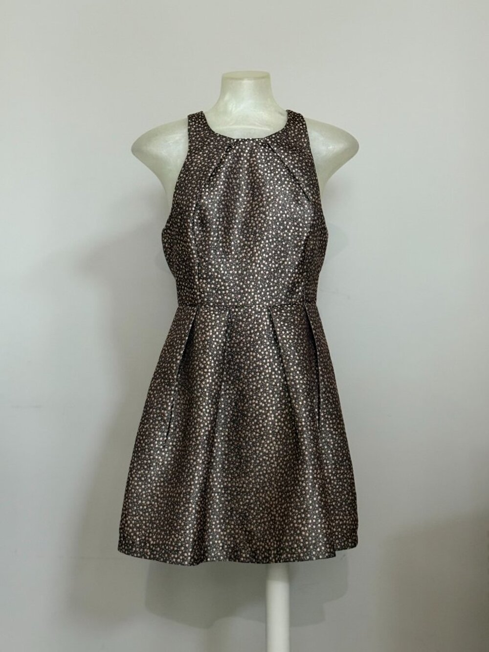 Gianni Bini Metallic Polka Dot Jacquard Racerback Fit & Flare Dress Size M